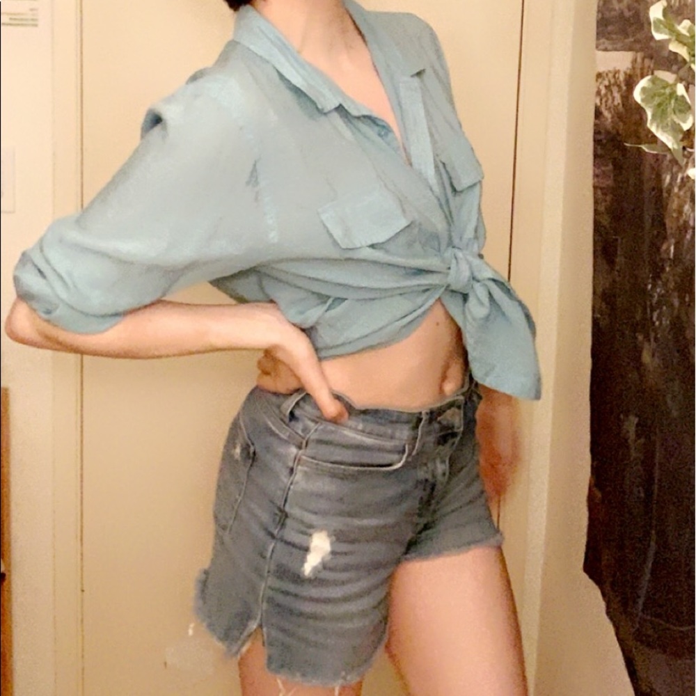 J Crew Light Blue buttons down blouse